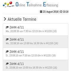 OTE Übersicht der Termine